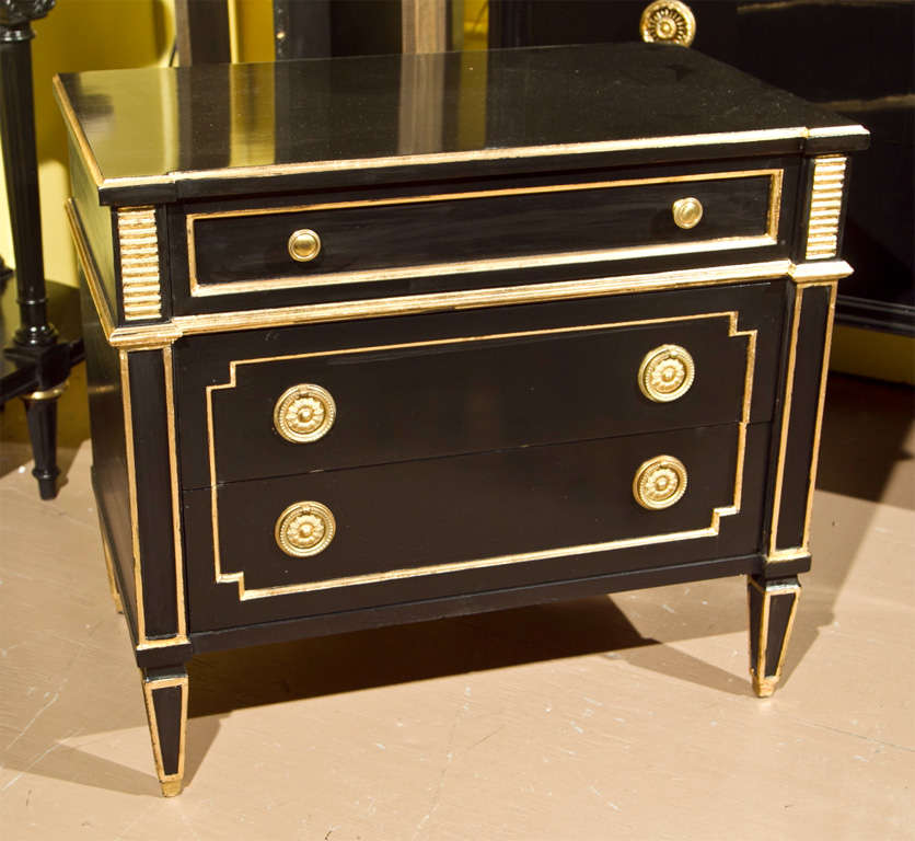 Pair of Ebonized Nightstands Manner of Maison Jansen