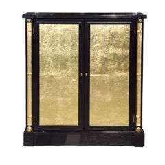 Ebonized Cabinet/Nightstand attri. Grosfeld House with gilt glas