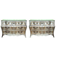 Pair of French Silver Bombe Chests attrib Jansen