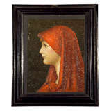 Vintage 19th Century Micro Mosaic Portrait of Saint Fabiola