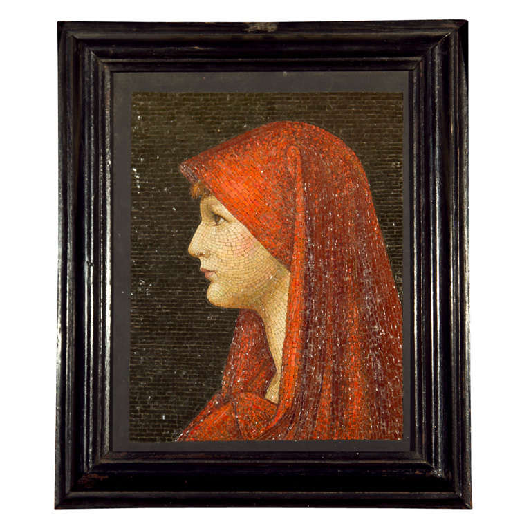 19th Century Micro Mosaic Portrait of Saint Fabiola