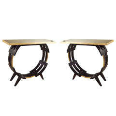 Pair of James Mont Style Console Tables