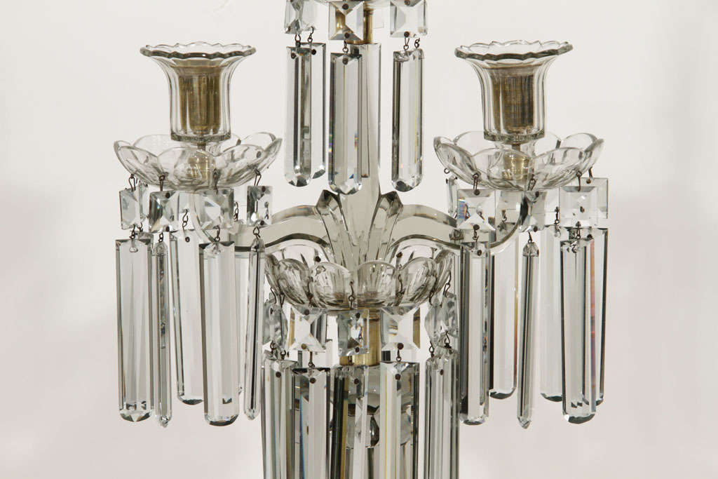 Smoked Grey Cut Crystal Candelabra by Baccarat In Excellent Condition In New York, NY