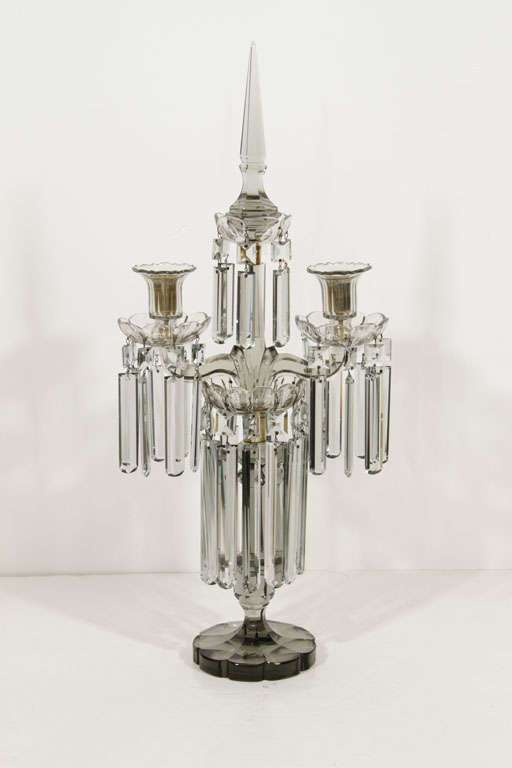 Smoked Grey Cut Crystal Candelabra by Baccarat 4