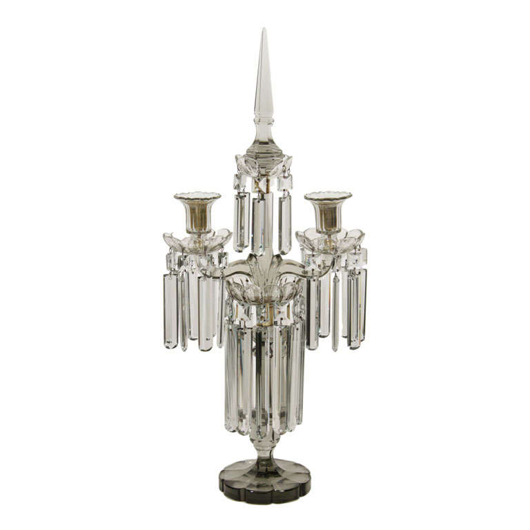 Smoked Grey Cut Crystal Candelabra by Baccarat