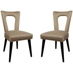 Set of Six Modernist Dining Chairs with Stylized Back Design
