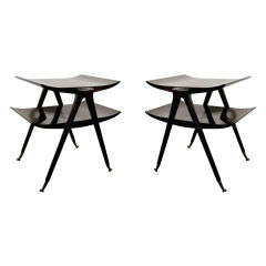 Pair of Modernist Pagoda End Tables in the Manner of Gio Ponti