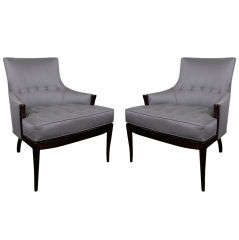 Pair of Elegant 1940's Upholstered Occasional Chairs in Pewter