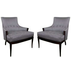 Pair of Elegant 1940's Upholstered Occasional Chairs in Pewter