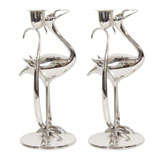 Stunning Art Deco Silverplate Heron Candlesticks by Phyllis Hert