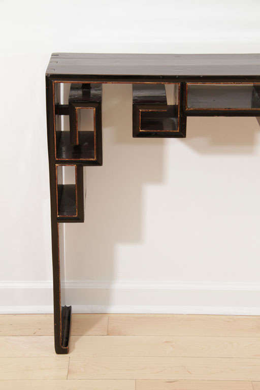 Antique Chinese Shallow Scrolled Ribbon Console Table