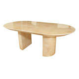 Karl Springer Oval Dining Table in Ivory lacquered Goatskin