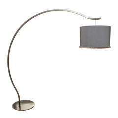 Modernist Arc Floor Lamp in Gunmetal Chrome with Custom Shade