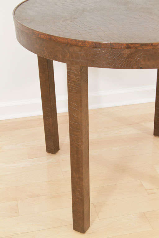 Mid Century Embossed Croc Leather Game Table