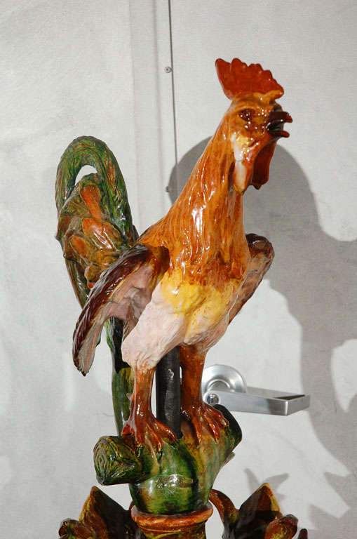 19th Century Large Terracotta Rooster Figure from Flanders For Sale