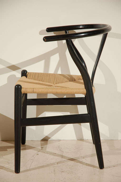 Set of Four Ebonized Hans Wegner Wishbone Chairs 1