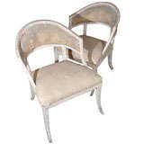 pair of Swedish Gustavian barrel back chairs