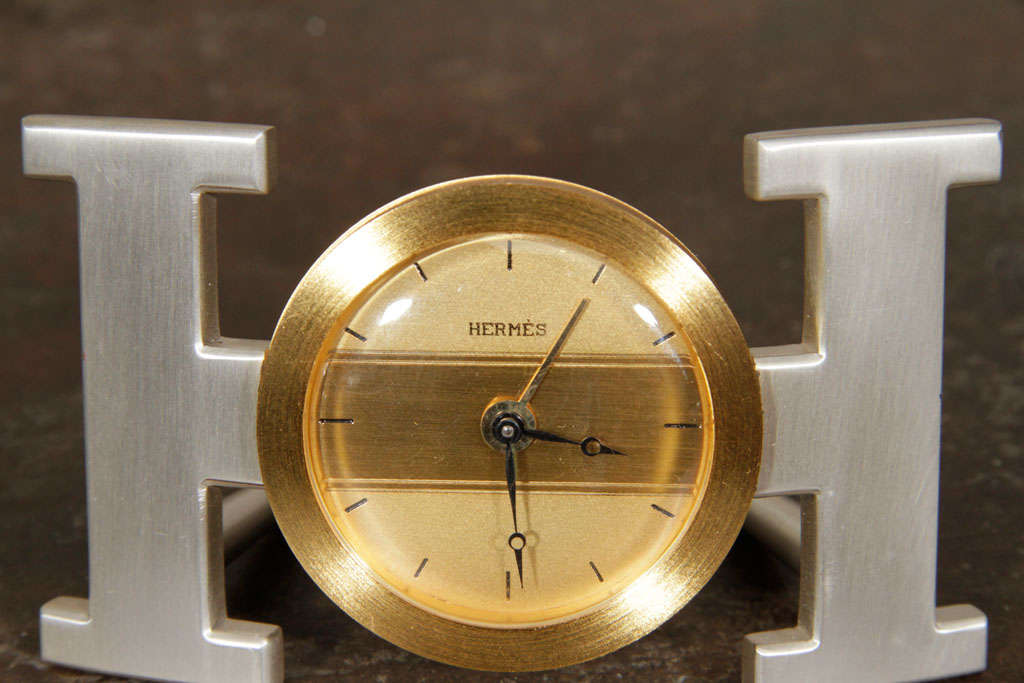 Rare Hermes H clock with alarm.