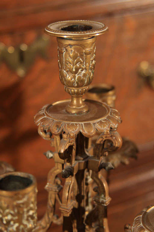 Pair of Rococo style brass candelabra For Sale 4