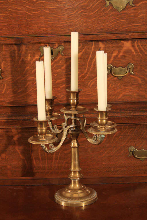 Art Nouveau Brass 5 light candelabra