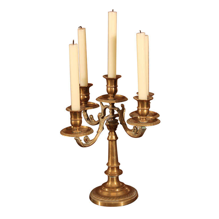 Brass 5 light candelabra