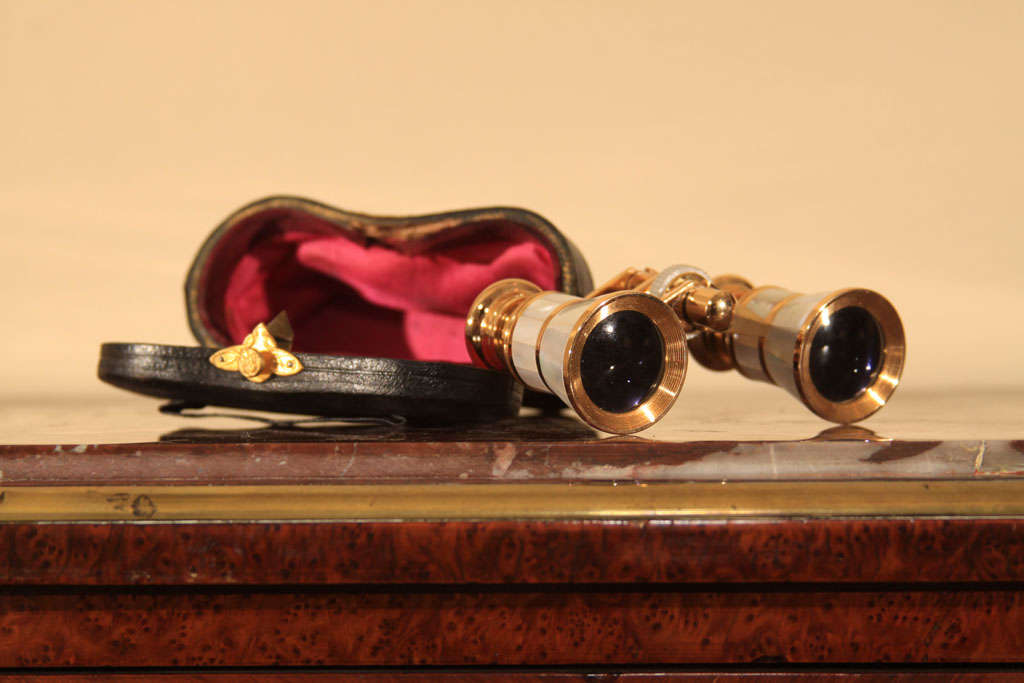 Mother of pearl opera glasses. Comes with case1