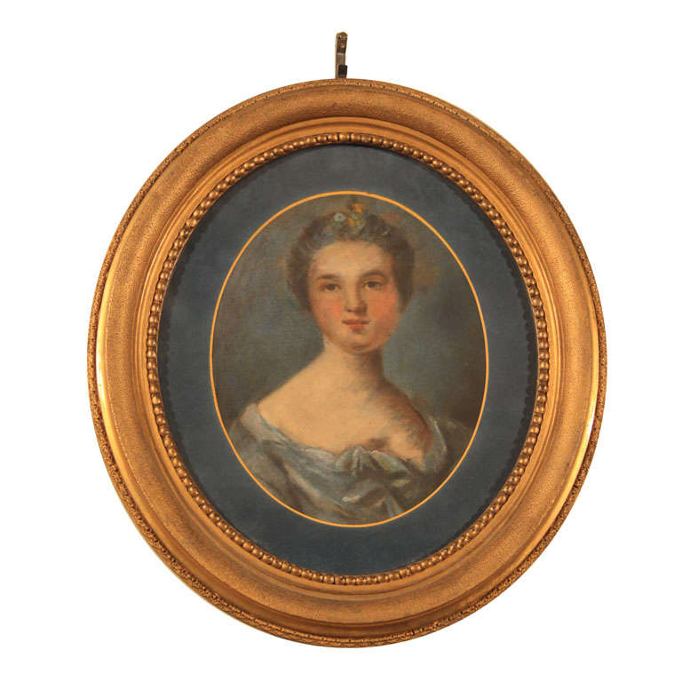 19th Century French pastel of Madame Nattier For Sale