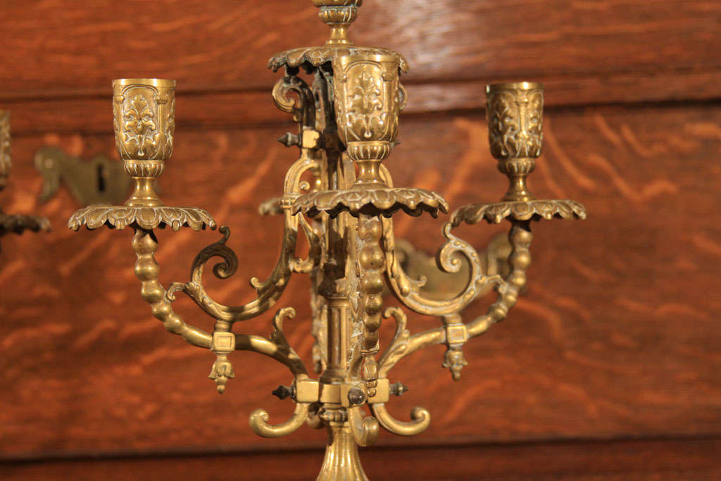 Pair of Rococo style brass candelabra For Sale at 1stDibs