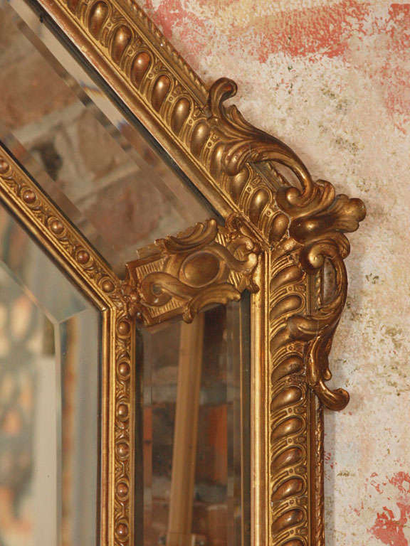 (L-5503) Fine antique French octagonal gold leaf mirror. 1