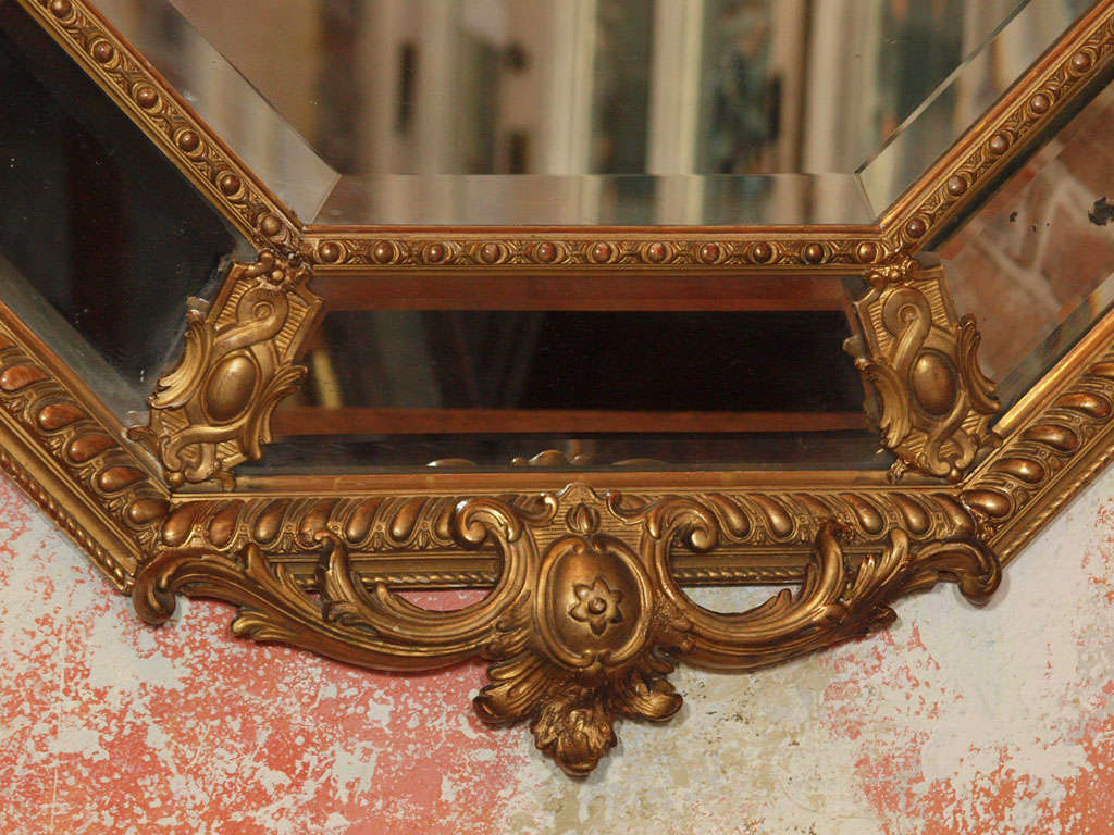 (L-5503) Fine antique French octagonal gold leaf mirror. 3