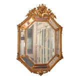 (L-5503) Fine antique French octagonal gold leaf mirror.