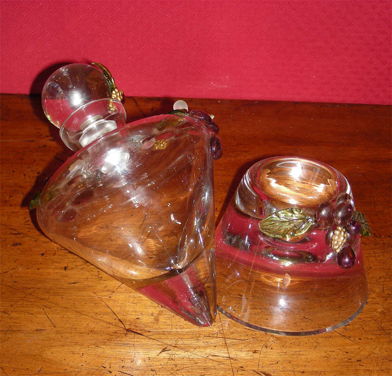 Crystal Two Decorated Bottles by Fr�édérique Lombard Morel For Sale