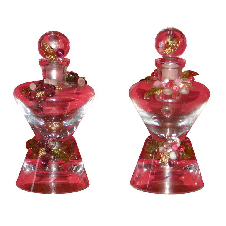 Two Decorated Bottles by Frédérique Lombard Morel For Sale