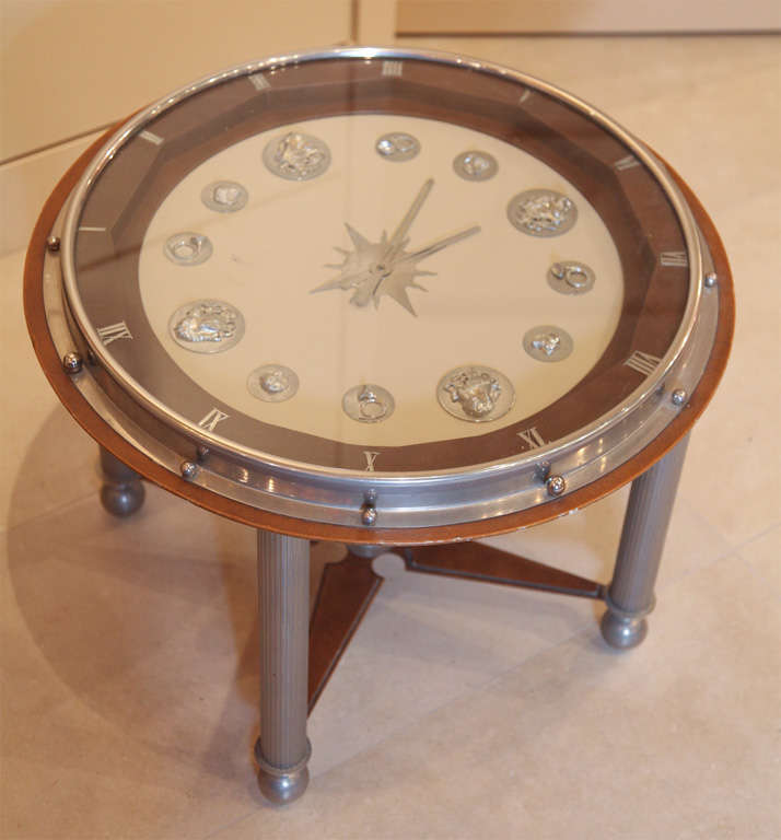 French Clock Side Table By Jacques Adnet For Sale