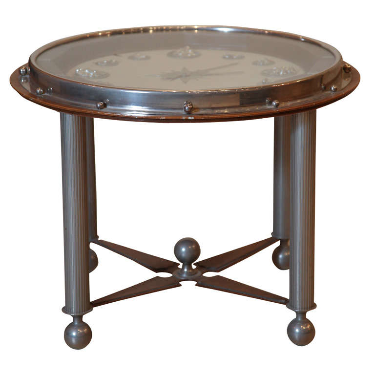 Clock Side Table By Jacques Adnet For Sale