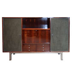 Italian Bookcase In Rosewood With A Steel Base