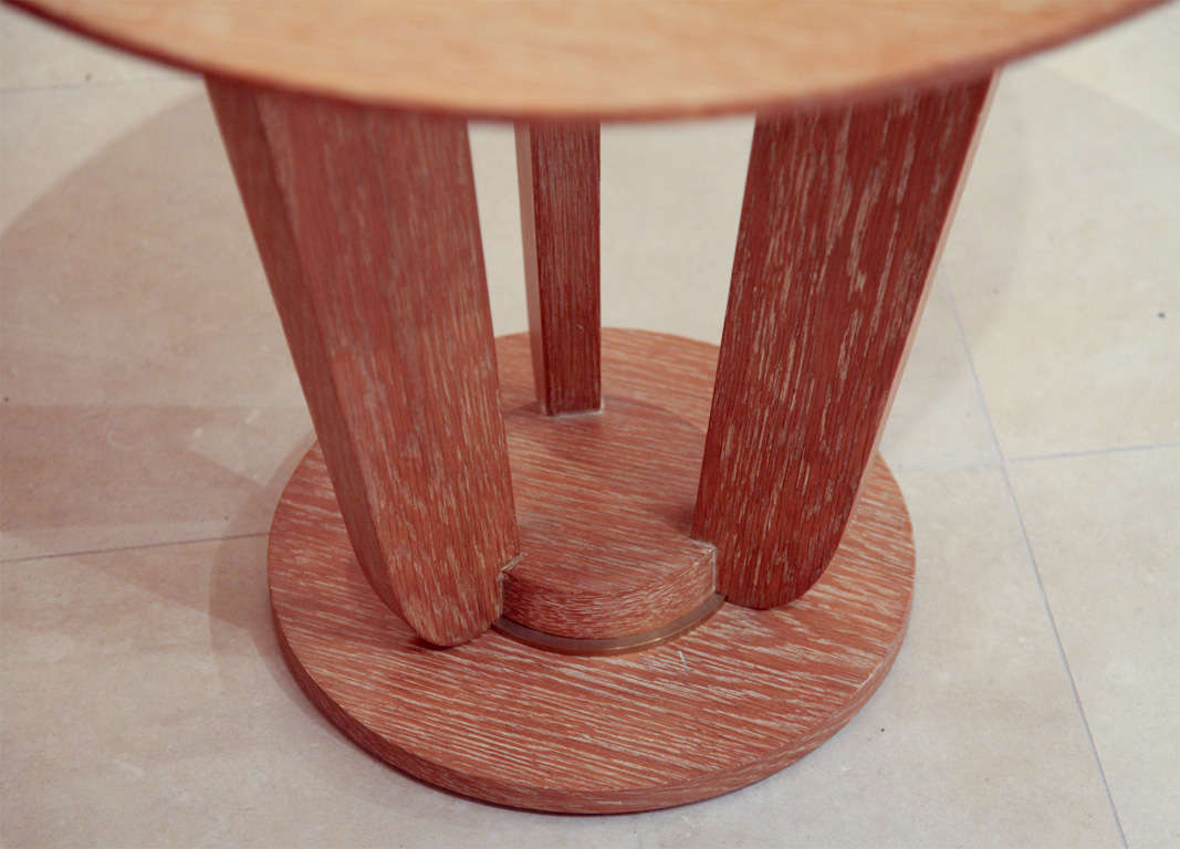 Wood  Side Table In Oak in the manner of LeLeu For Sale