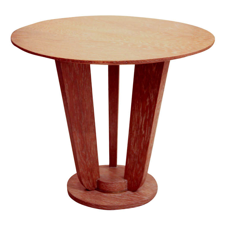  Side Table In Oak in the manner of LeLeu For Sale