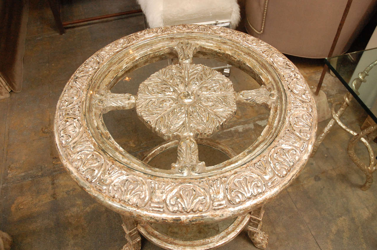 American Elaborately Carved Claw-Footed Side Table