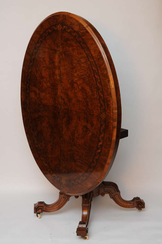 Oval Center Table made of Walnut with a beautiful Inlay, Tilt top,
original restored finish

Originally $ 8,000.00

PLEASE CHECK OUT OUR WEB SITE FOR ADDITIONAL SPECIALS