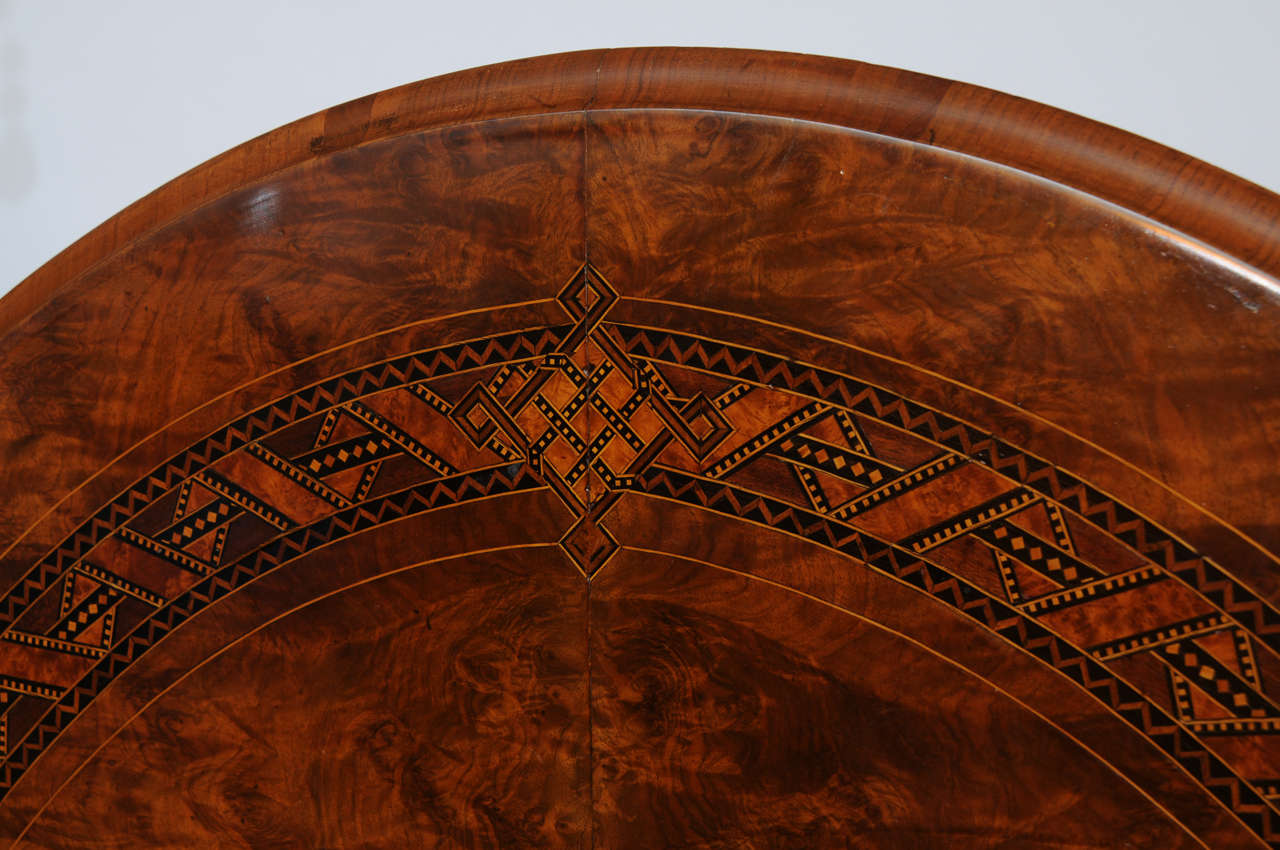 Oval Walnut with Inlay Center, Dining Table, Tilt Top, 19th Century For Sale 3