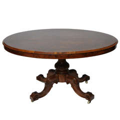 Oval Walnut with Inlay Center, Dining Table, Tilt Top, 19th Century