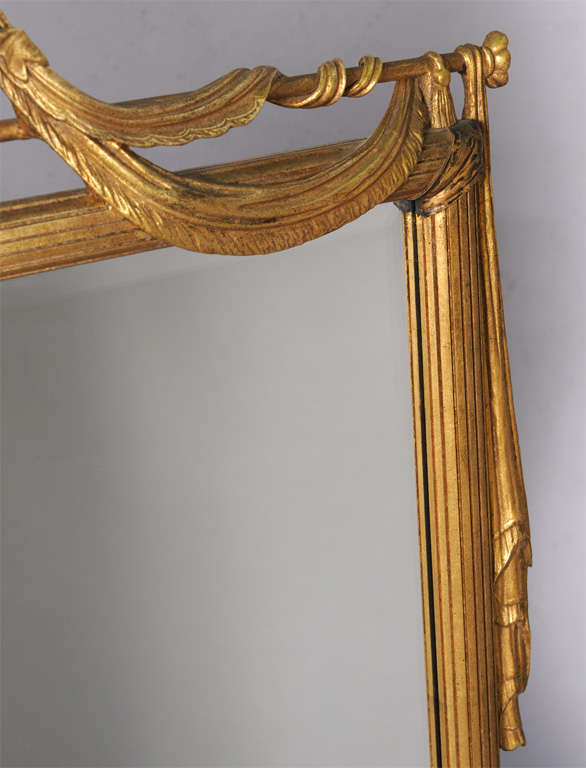 Italian Giltwood Mirror with Swag Pediment