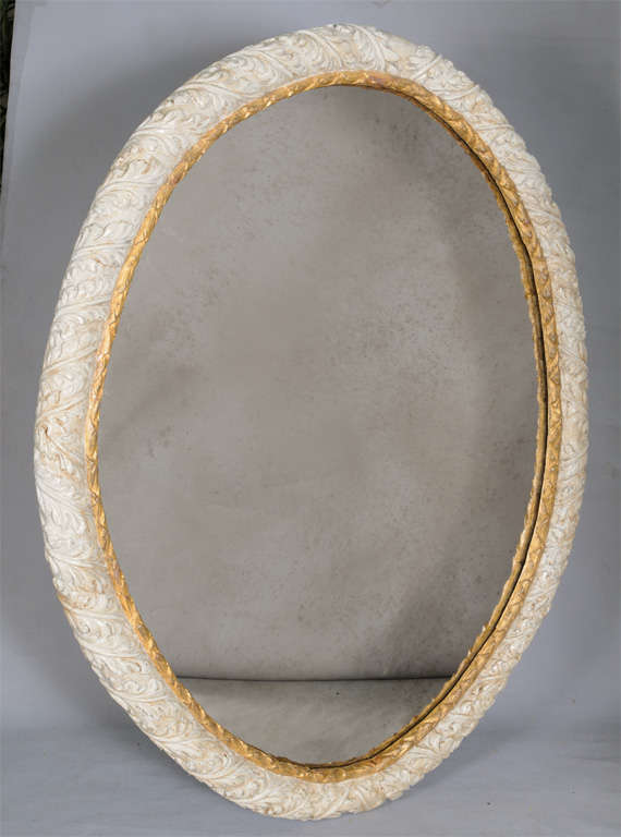 18th Century and Earlier Unusual Oversized Early 18c. Hand-carved Oval Wall Mirror