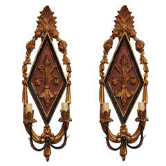 Pair of Italian Carved Two-light Sconces 2