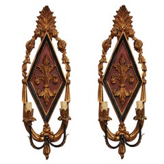 Pair of Italian Carved Two-light Sconces