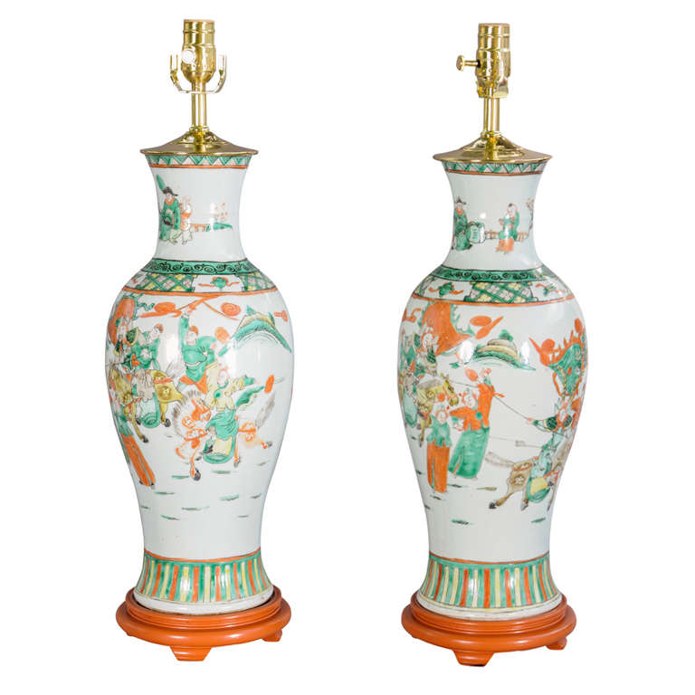 Pair Of 19c Chinese Porcelain Vase Lamps At 1stdibs