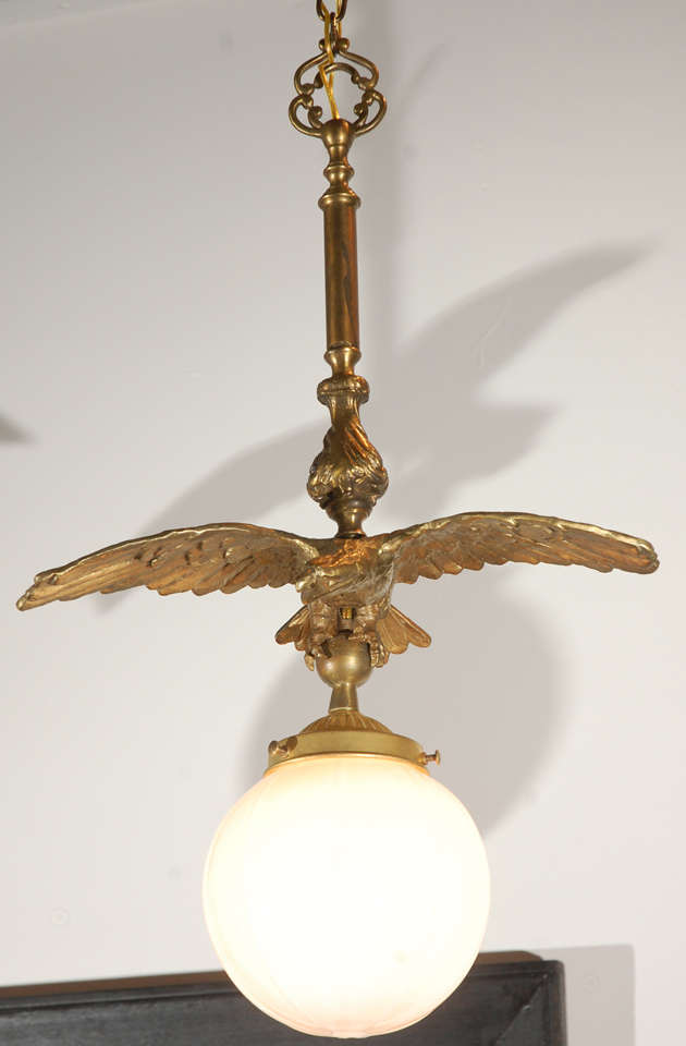 Detailed Brass pendant light of an Eagle. One available 