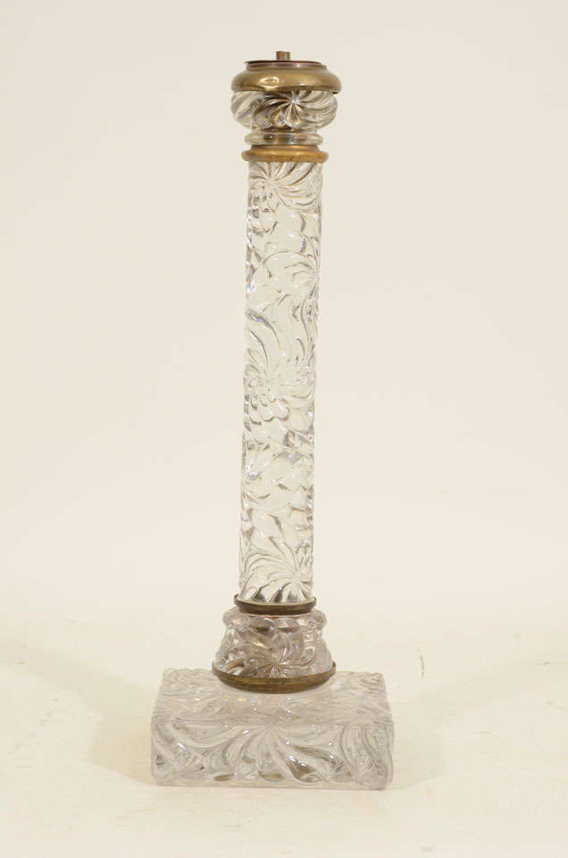 Baccarat Chrysanthemum Pattern Cloumn Lamp, c. 1890