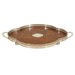 Silverplate Galleried Oak Drinks Tray, England, c. 1900